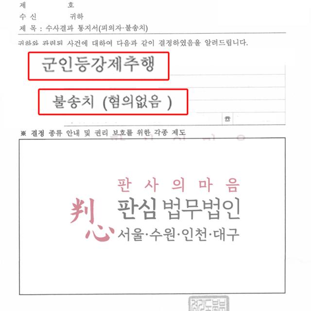 [불송치] 군인등강제추행 | 군 후임과의 장난 과정에서 군인등강제추행 혐의받은 사건, 평소 관계와 대화내역 소명해 혐의없음 불송치